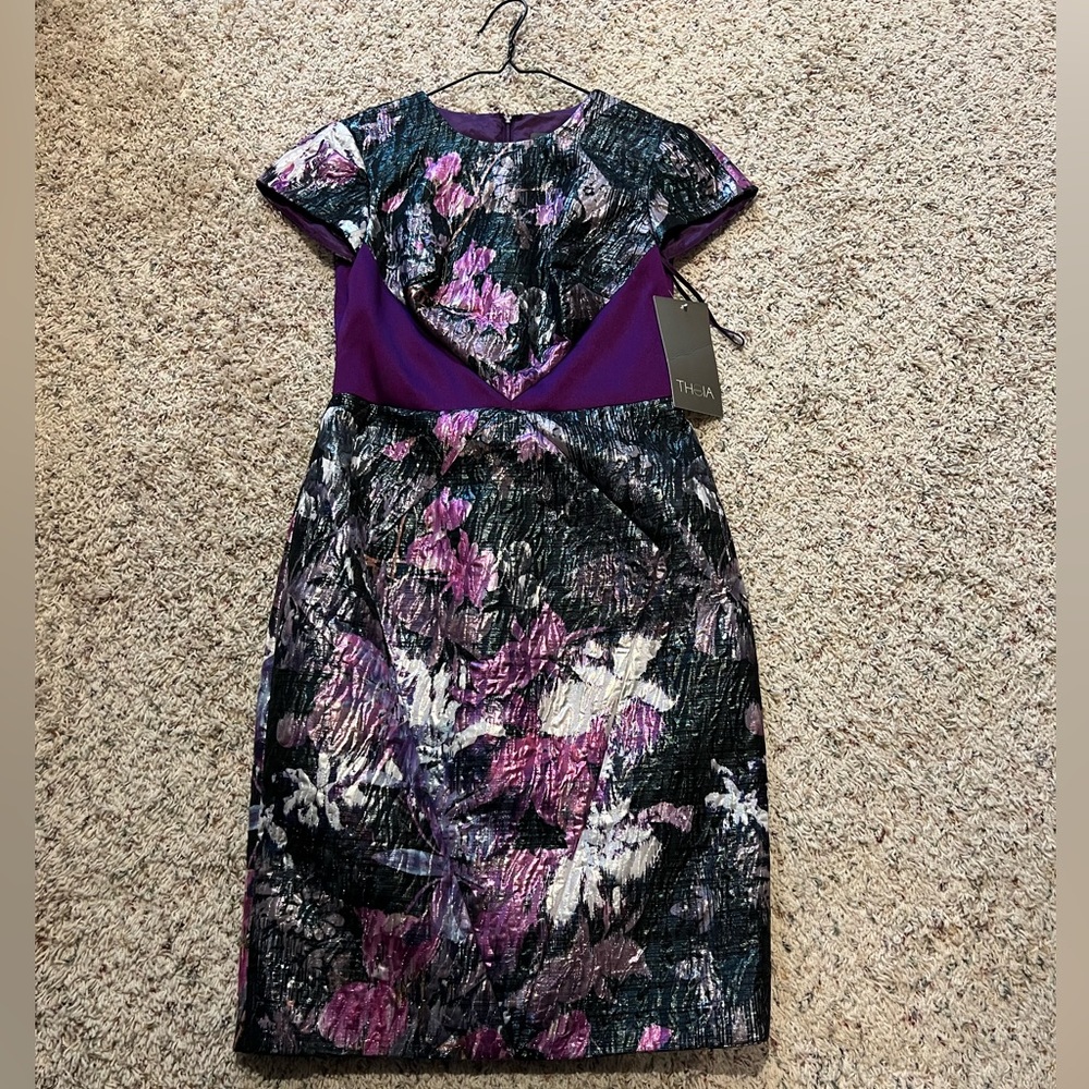 Theia Dress - Purple Floral - new with tags attached